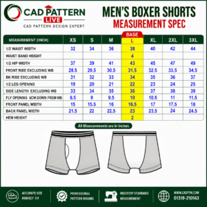 Boxer Shorts CAD Pattern | Professional Digital Garment Pattern