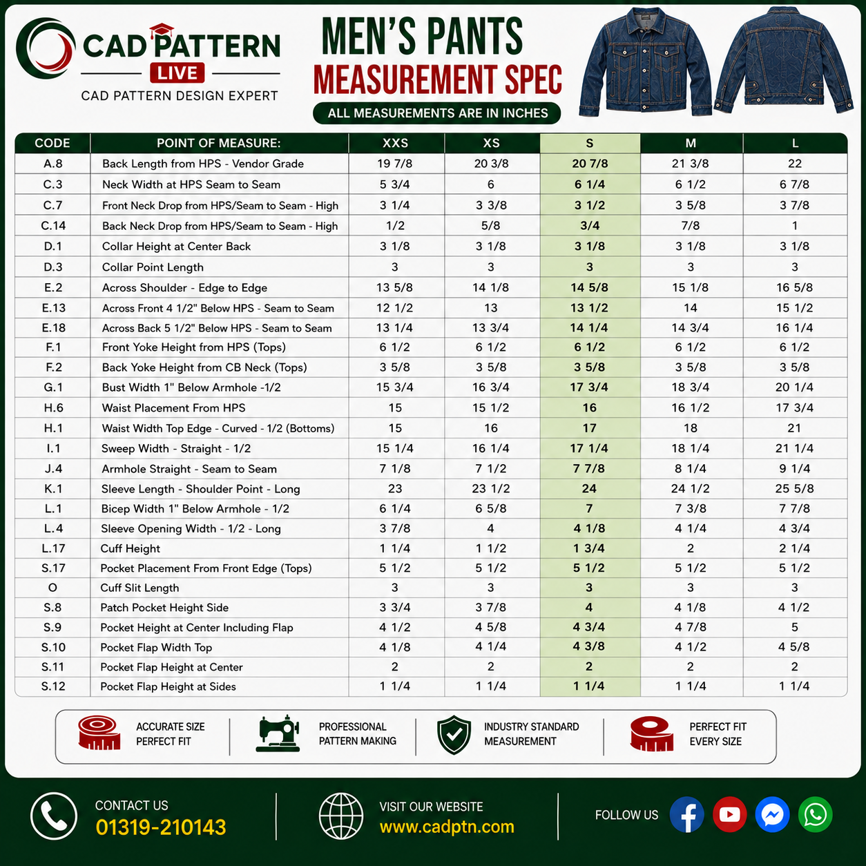 Jacket CAD Pattern | Production Ready Digital Garment Pattern
