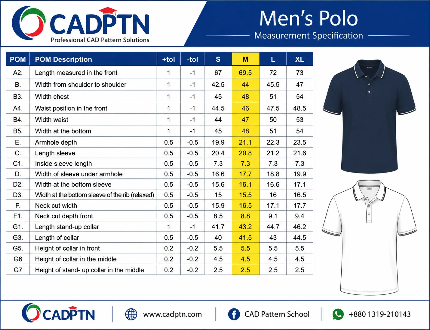 Polo Shirt CAD Pattern | Professional Production Ready Pattern