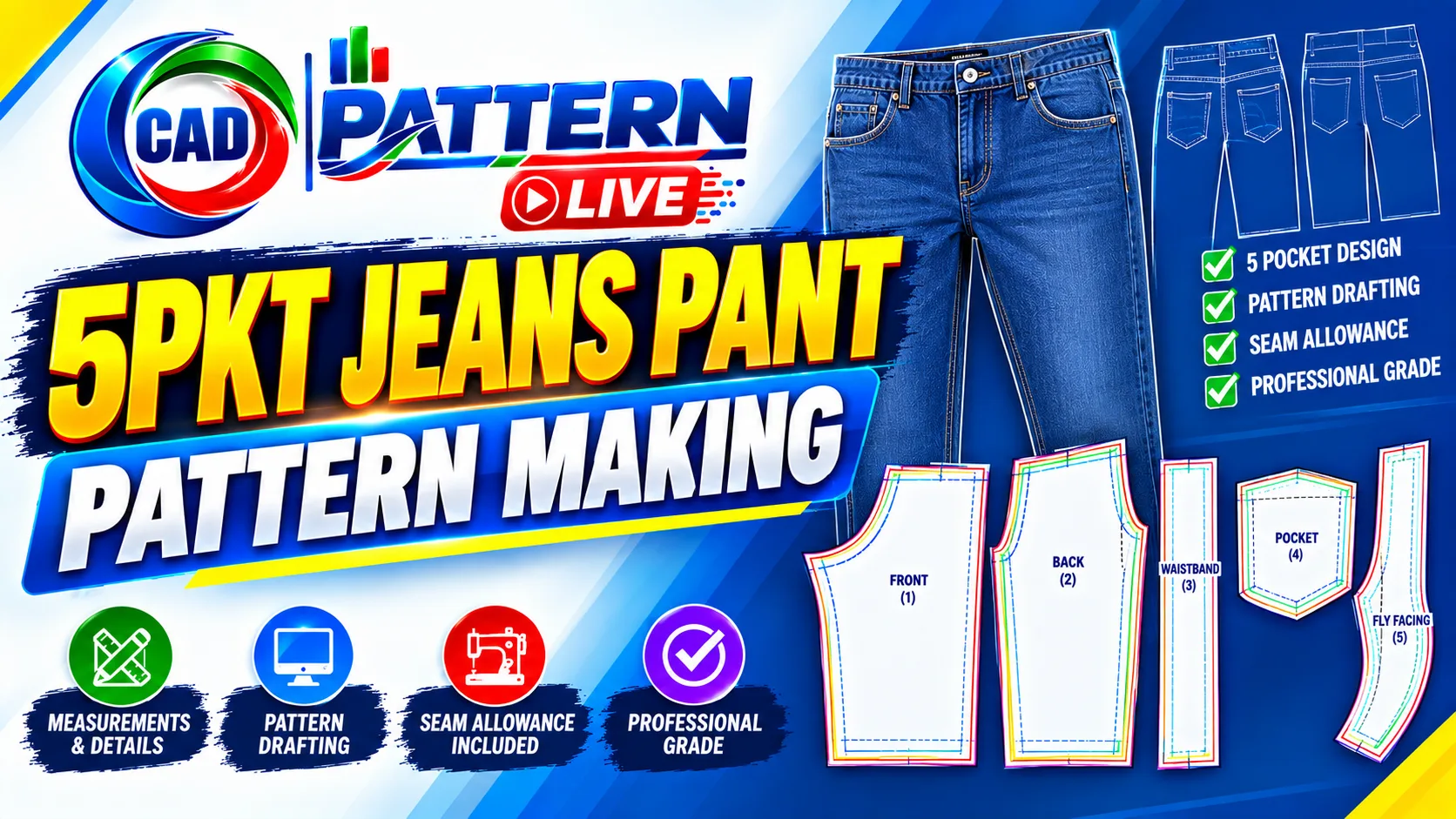 Denim Jeans Pant Pattern Making Course 2026 | CAD Training
